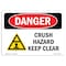 Signmission Safety Sign, OSHA Danger, 7" Height, 10" Width, Aluminum, Crush Hazard Keep Clear, Landscape OS-DS-A-710-L-2449 - alternate 1